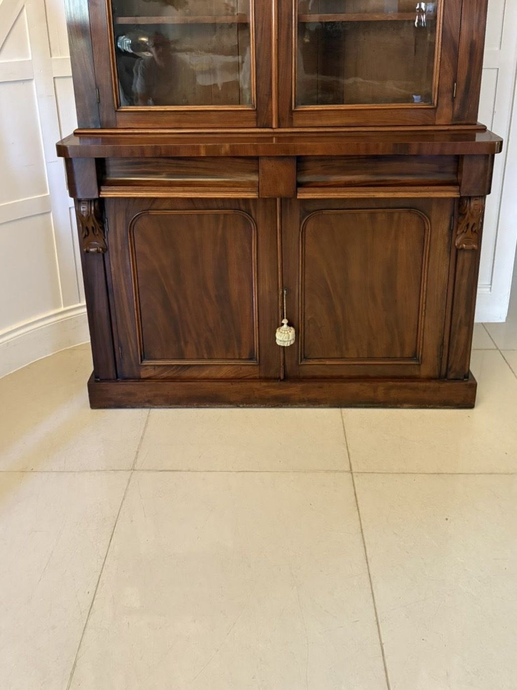 Superb Quality Antique 19th Century Figured Mahogany Bookcase photo vintage