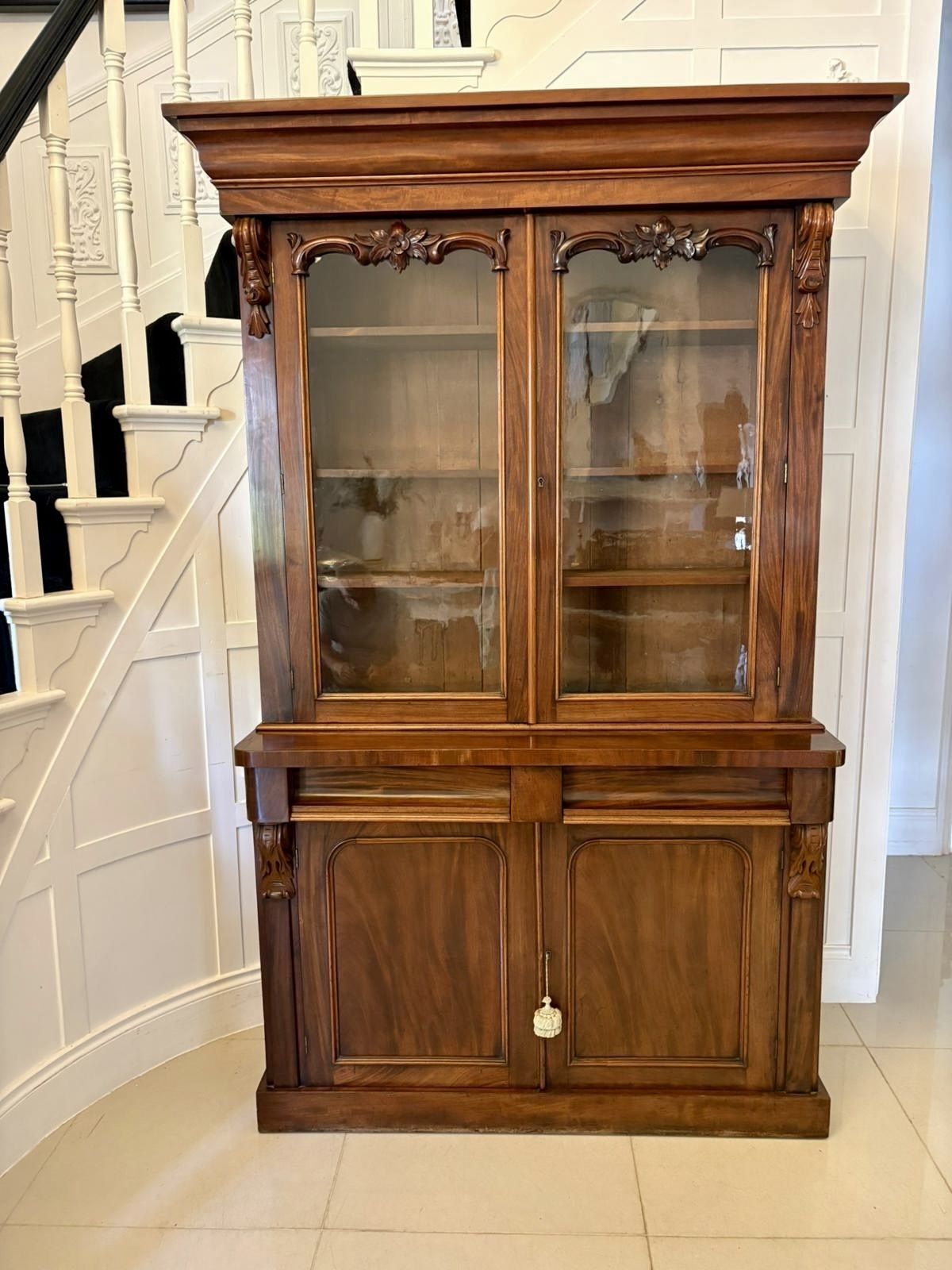 2225.0 Superb Quality Antique 19th Century Figured Mahogany Bookcase photo