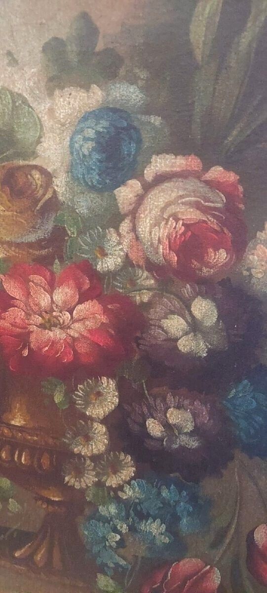 photo furniture Oil Painting On Canvas Still Life With Flowers Early 19th Century Italy
