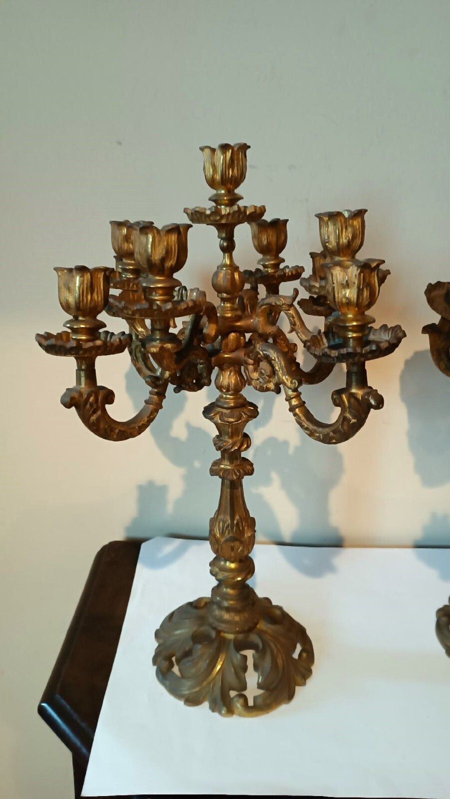 Large Pair Of 19th Century Gilded Bronze Candlesticks photo furniture