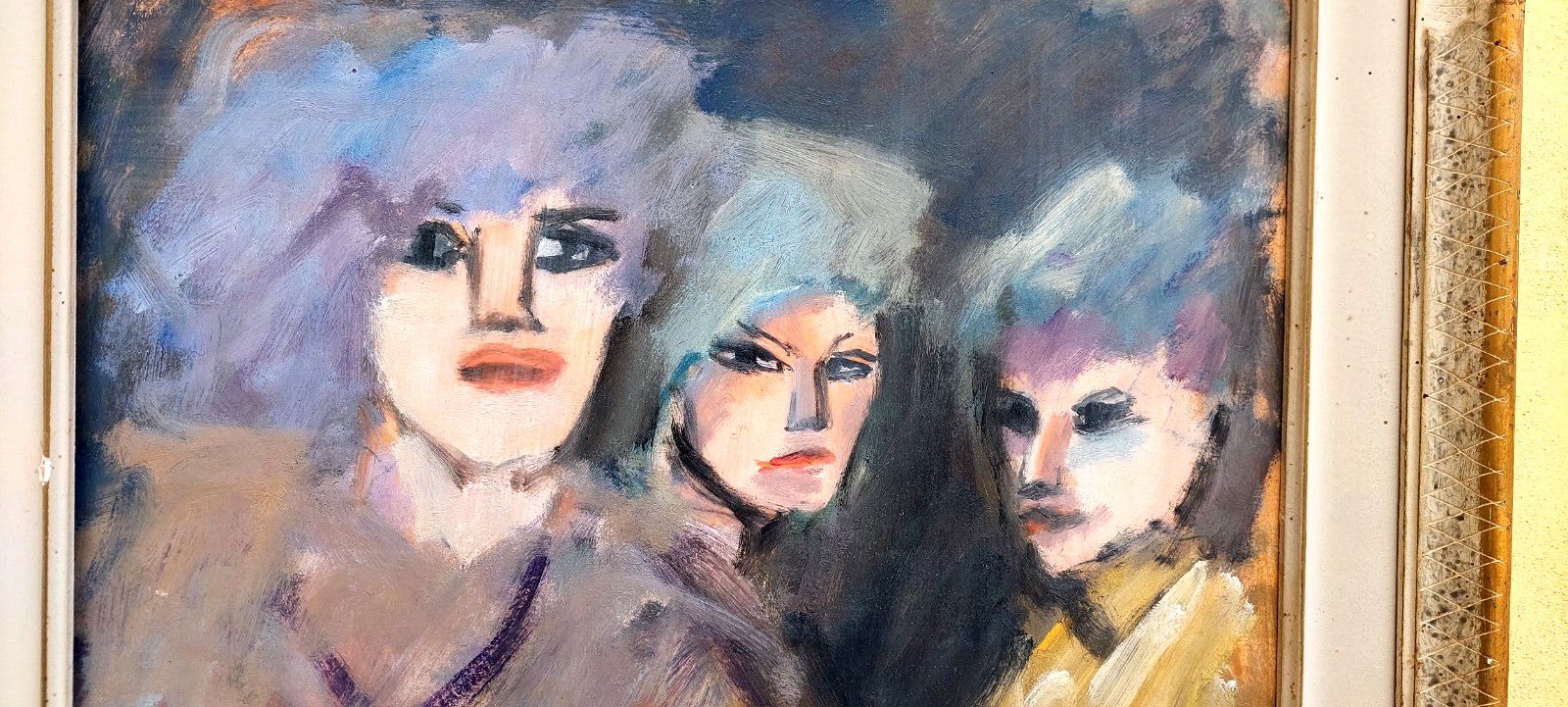 Mino Maccari Oil Pressed Cardboard 30x40 Three Female Figures photo furniture