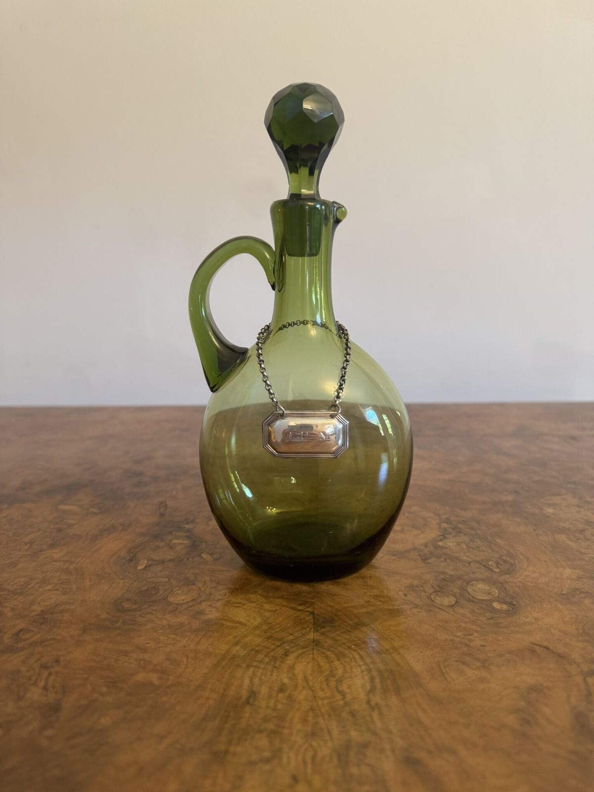 Fine Quality Pair Of Victorian Green Glass Spirit Decanters photo furniture