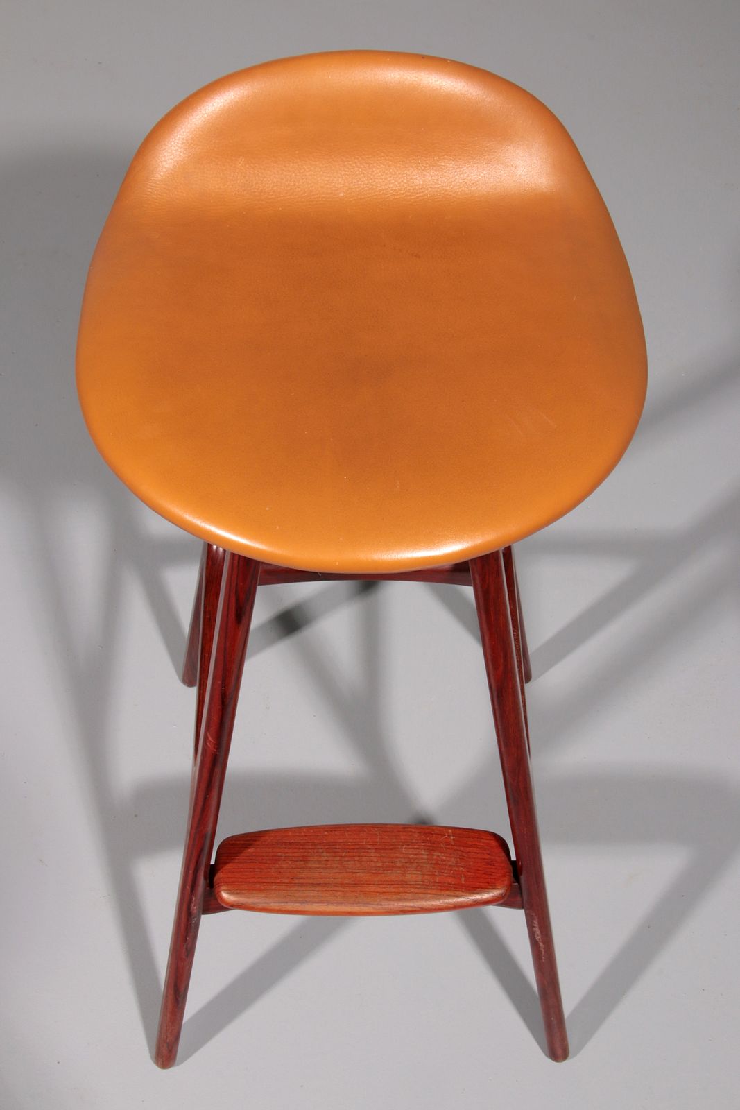 Furniture Modern Danish Leather And Wood Model Od 61 Bar Stool By Erik Buch For Oddense Møbelfabrik, 1964 photo