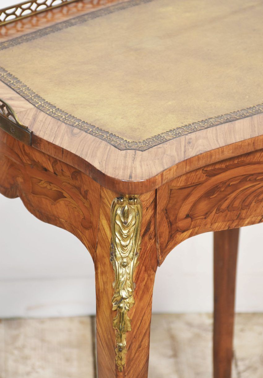 French Gilt Metal Mounted Marquetry And Kingwood Side Table photo for sale