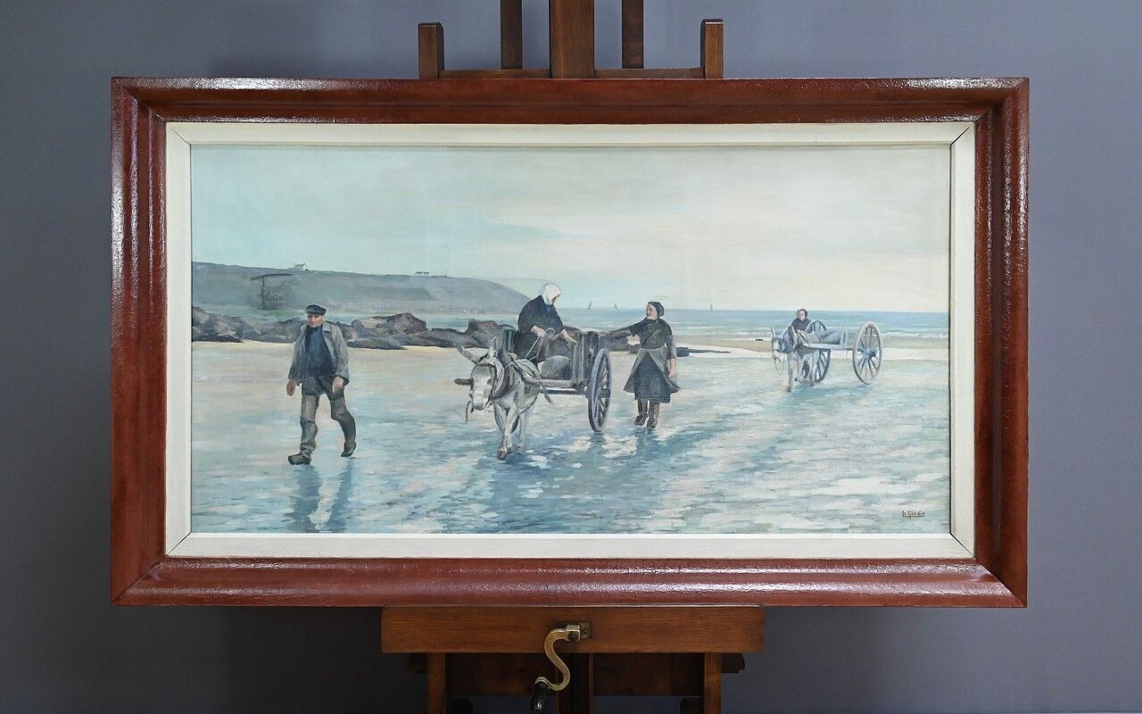 Large Painting “Les Goémoniers” By A. Le Guen – 1969 photo 1520.0
