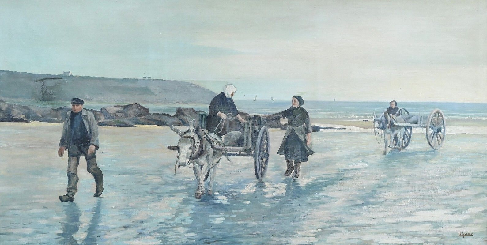 Large Painting “Les Goémoniers” By A. Le Guen – 1969 photo vinterior