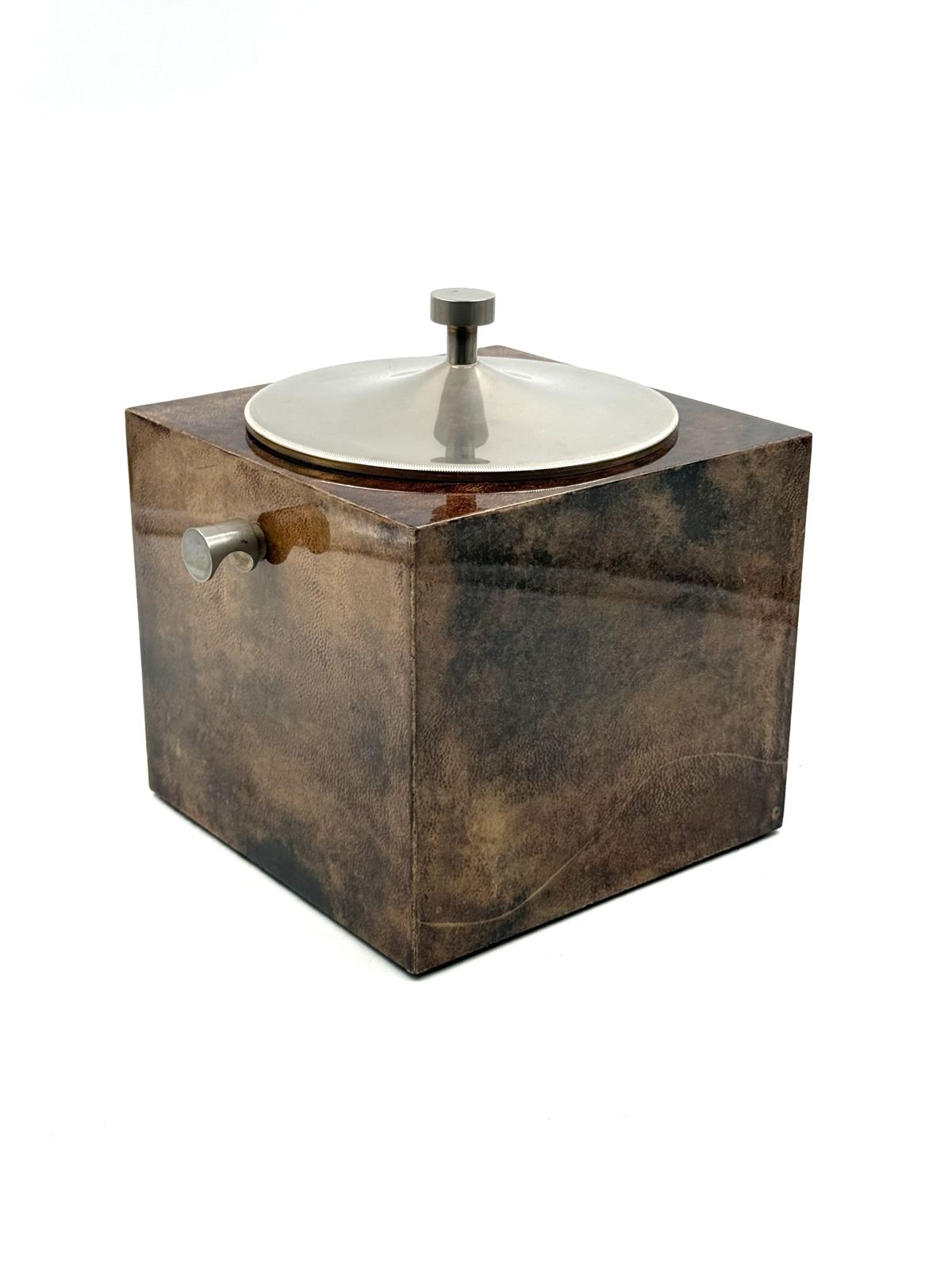photo buy Mid Century Brown Parchment Ice Bucket, Aldo Tura Italy 1950s