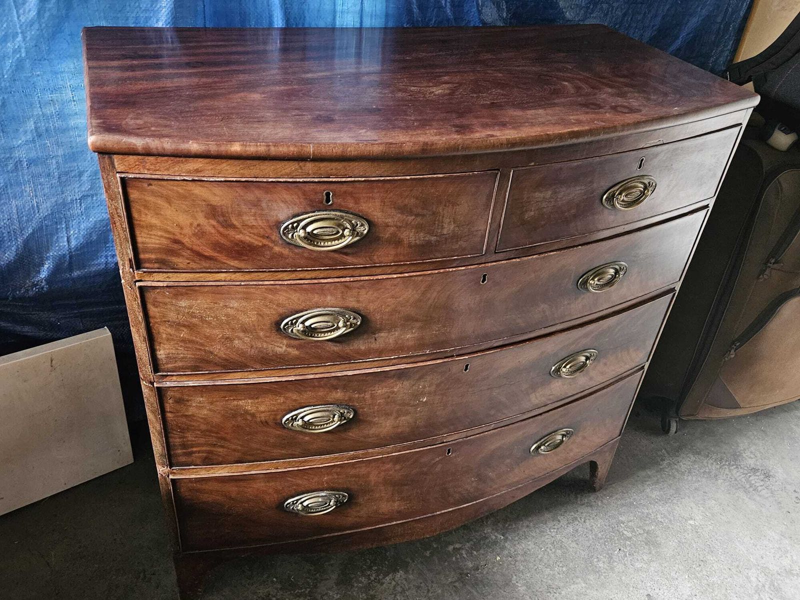 Mahogany 19th Century English Bow Front Chest Circa 1860 photo furniture