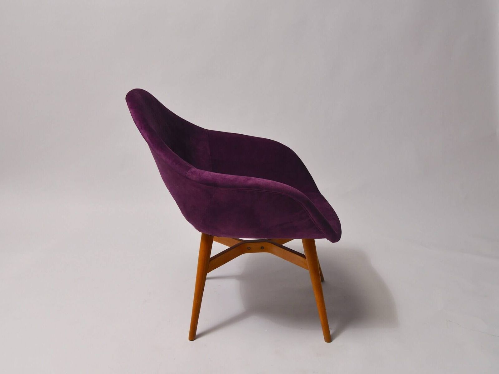 Shell Armchair Miroslav Navrátil For Vertex, Velvet, Mid 20th Ce photo furniture