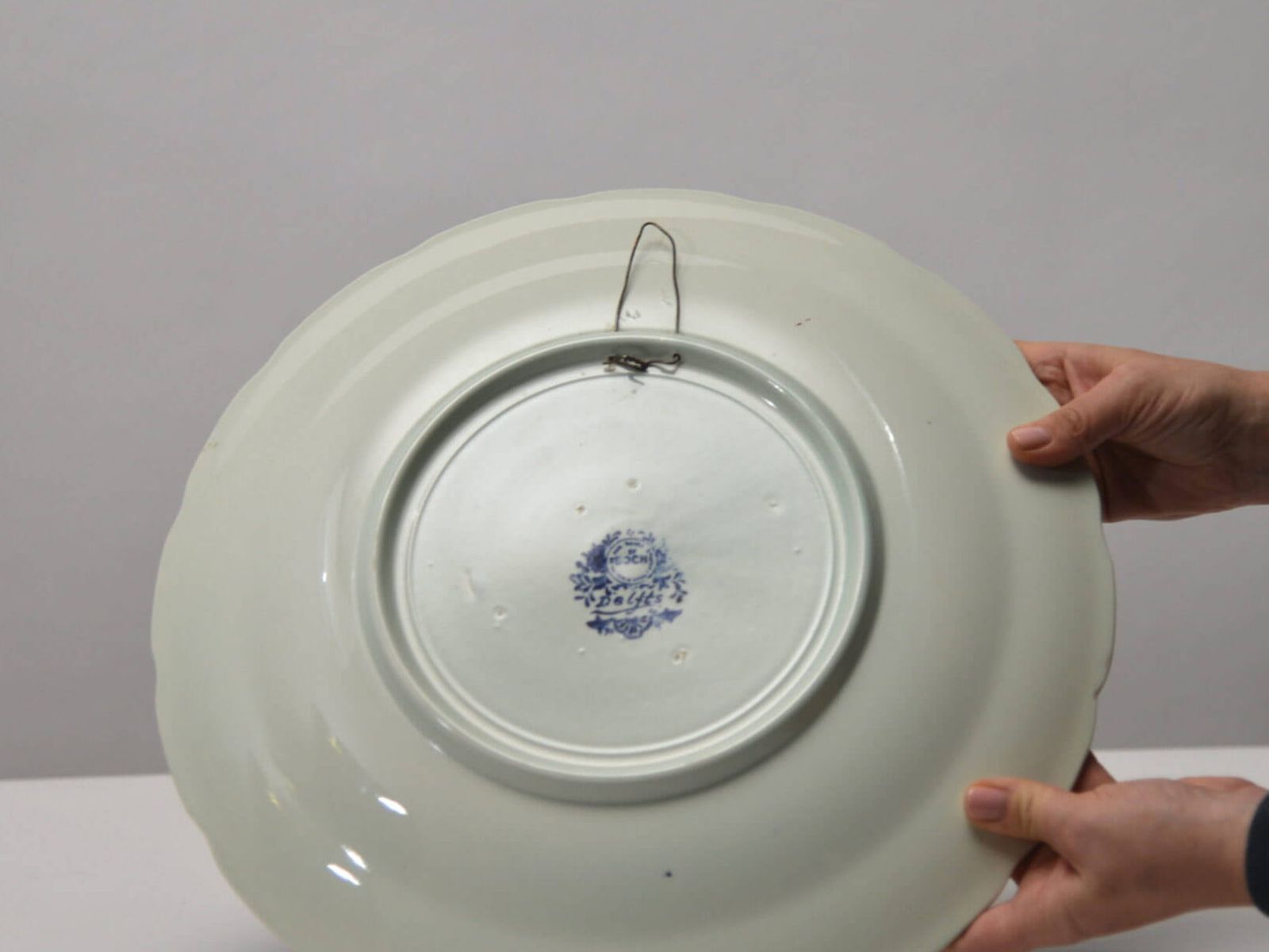 Delfts Boch Belgium Large Porcelain Plate photo Art