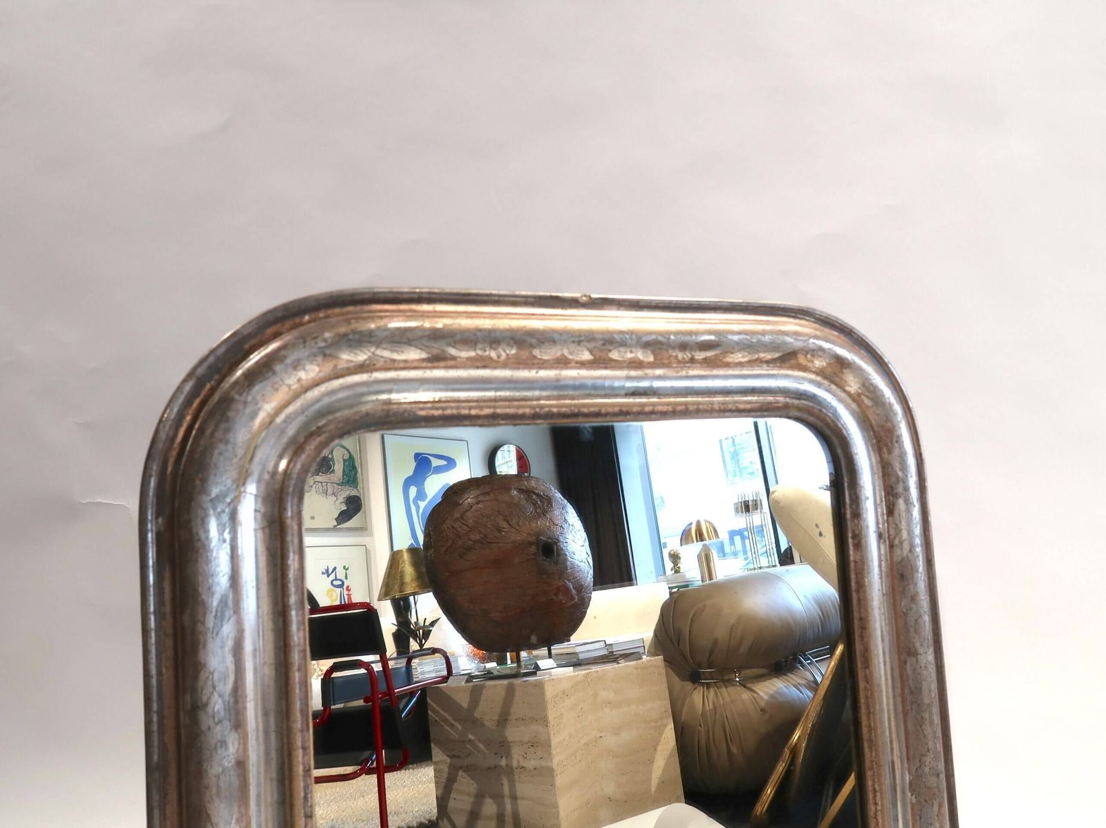 Large Mirror With Silver Gold Frame In Louis Philippe Style, From France, 19th Century photo furniture
