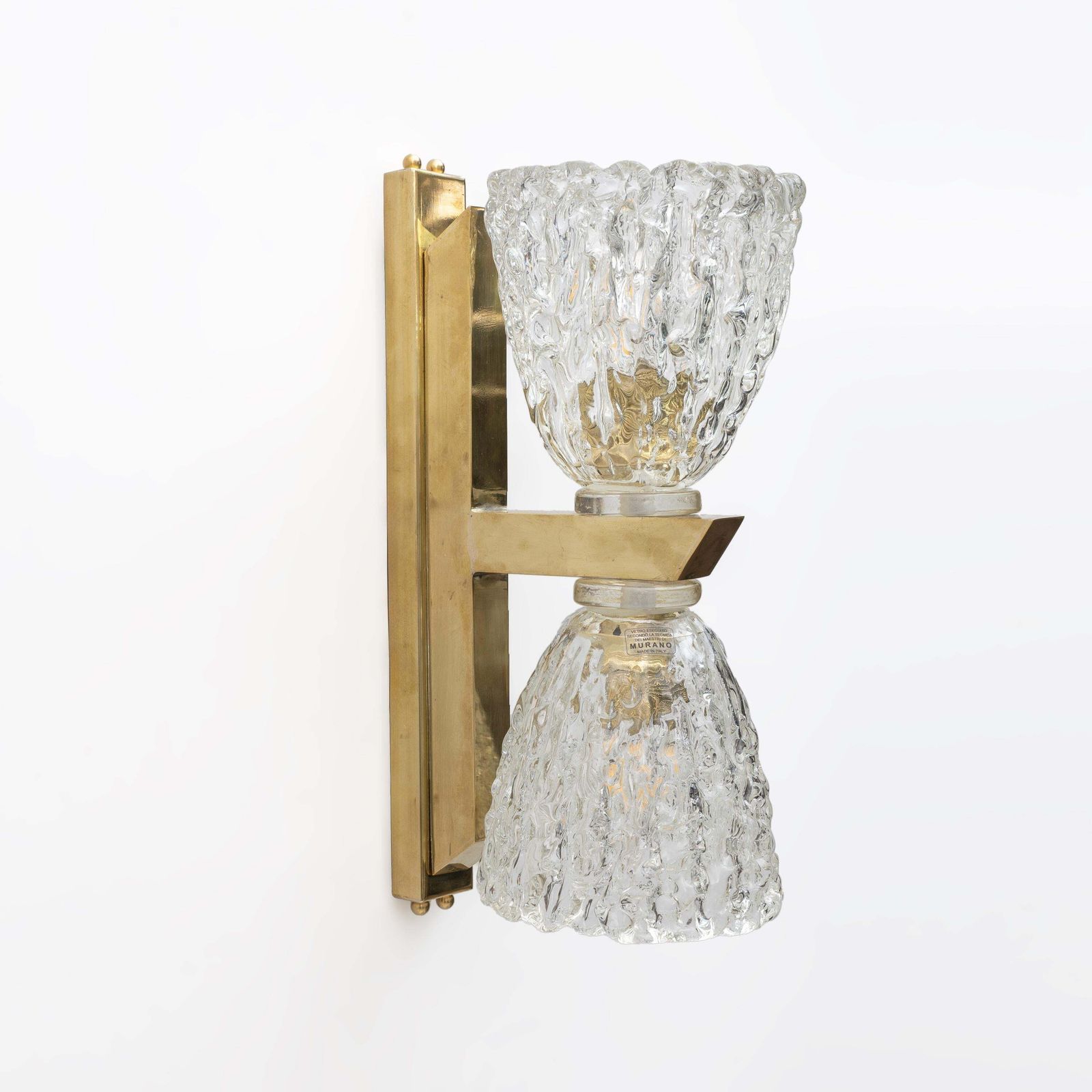 Pair Of Art Decò Style Murano Glass And Brass Sconces photo Lighting