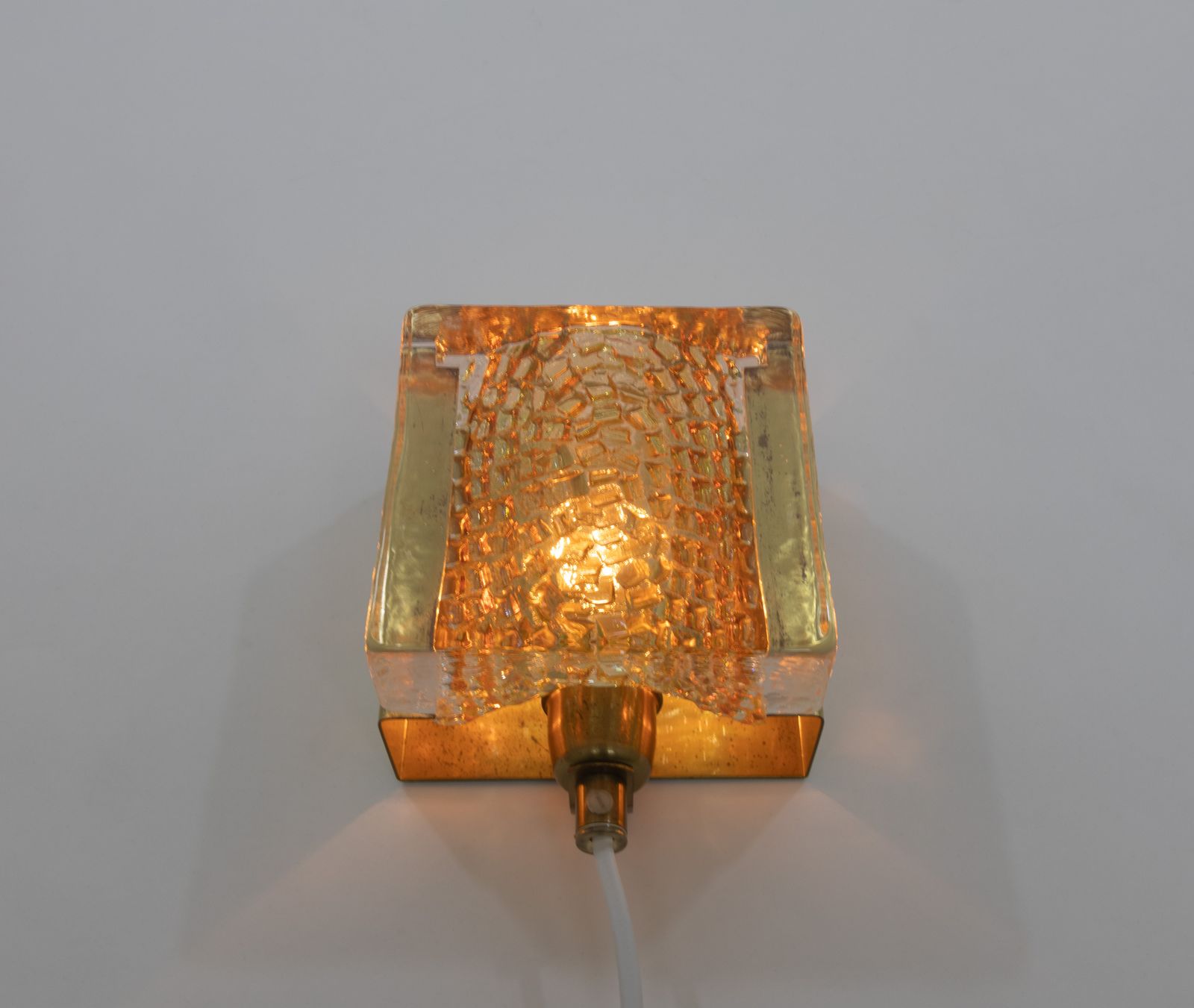 Kalmar Glass And Brass Wall Lamp In Gold By Vitrika, 1970s photo Lighting