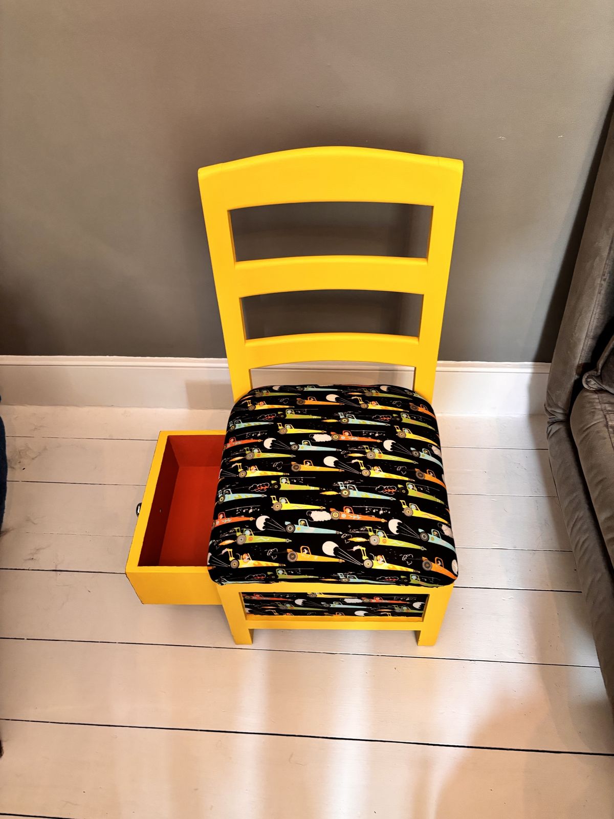 Unique Retro Children’s Chair With Drawer photo Furniture