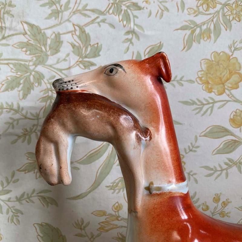photo furniture Pair Of Staffordshire Pottery Greyhounds