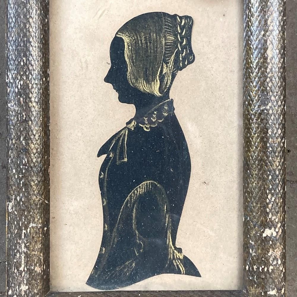 19th C. Silhouette Portrait   'Girl With Cravat' photo furniture