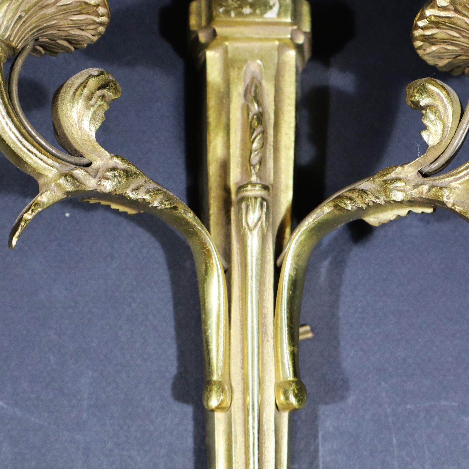Pair Of French Gilt Bronze Wall Mounted Sconces Louis XV Style Wall Lights With Lampshades photo vintage