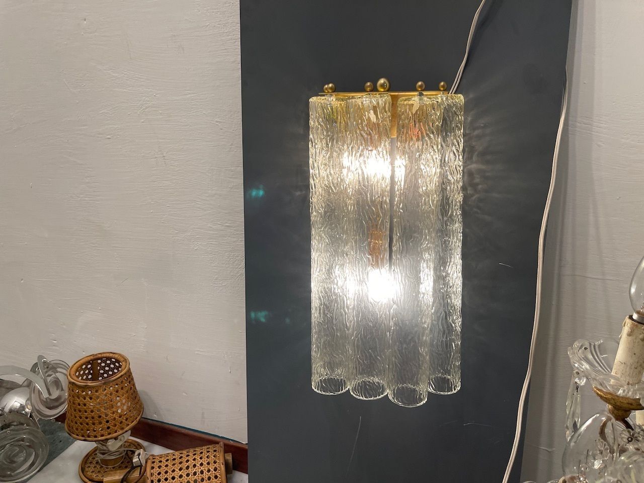 Murano Glass Tube Wall Sconces – Set Of 2, Italy, 1980s photo Lighting