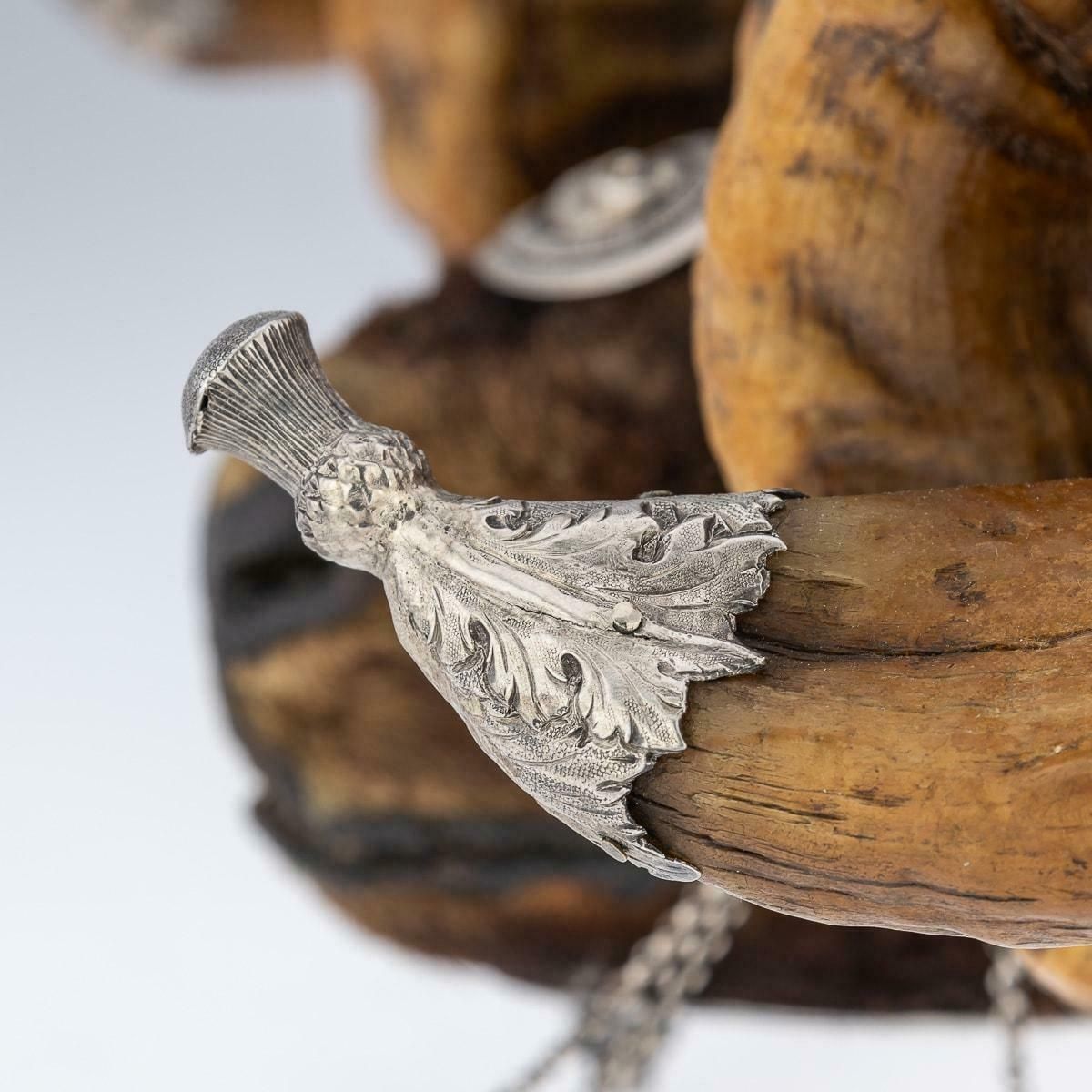 photo vinterior Antique 19th Century Victorian Silver Mounted Ram’s Head Snuff Mull C.1874