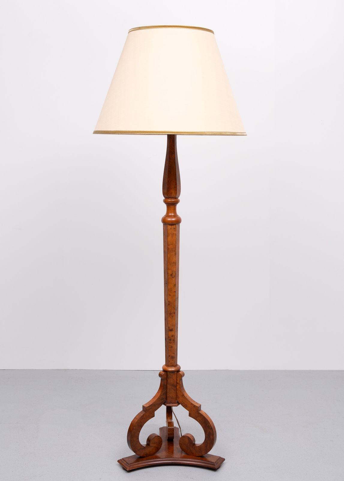 Stunning Large Antique Biedermeier Burl Floor Lamp . Germany