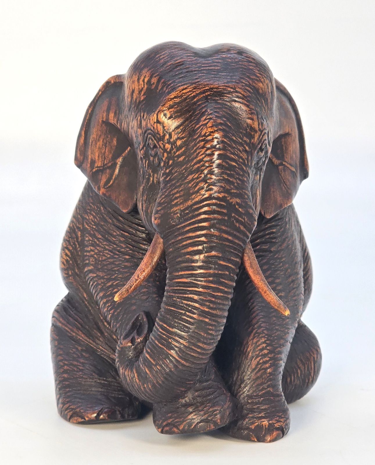 Antique Hardwood Study Of A Seated Elephant, Circa 1890 photo for sale