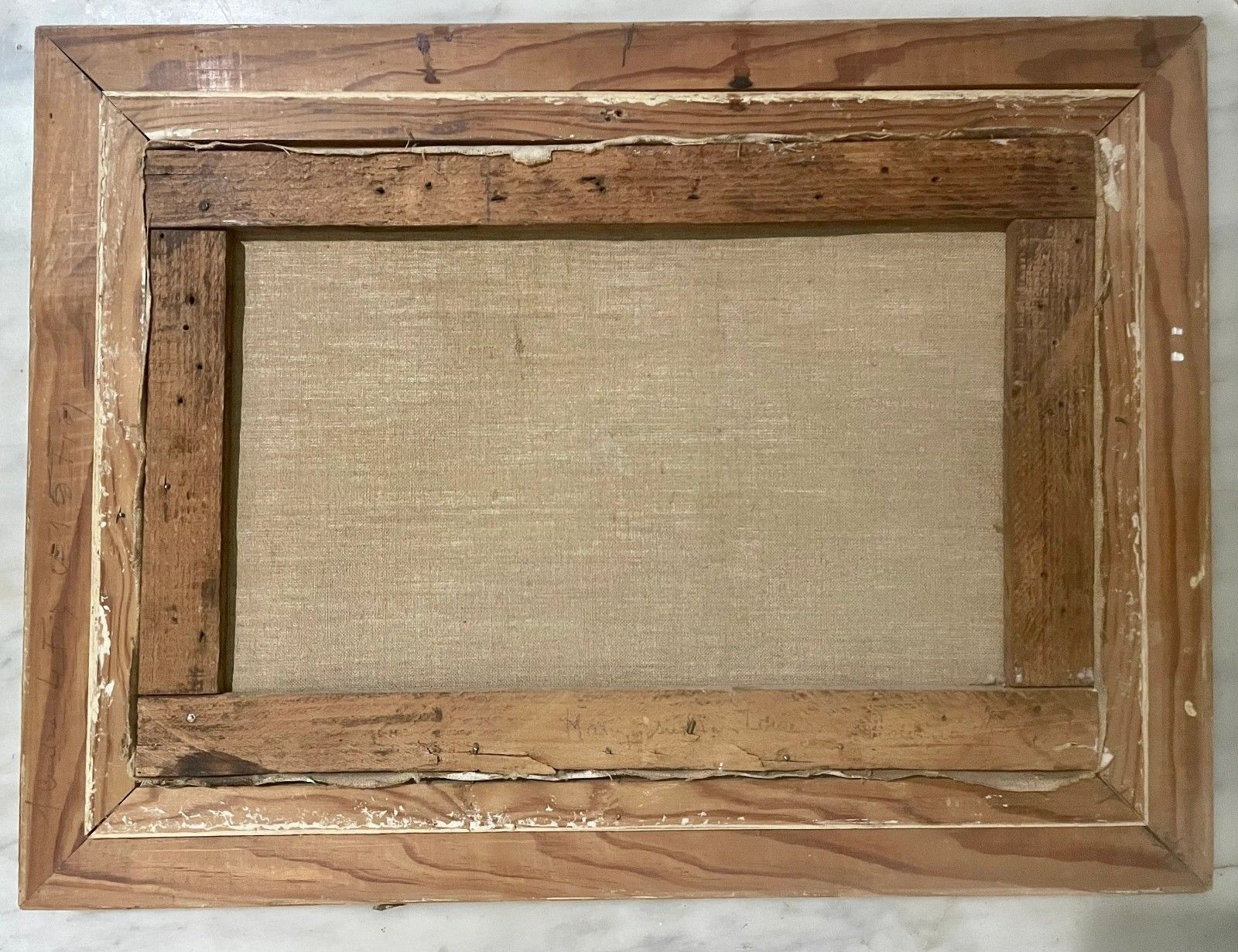 Vintage Oil Painting Village River Landscape Canvas With Wooden Frame! Vintage photo Art