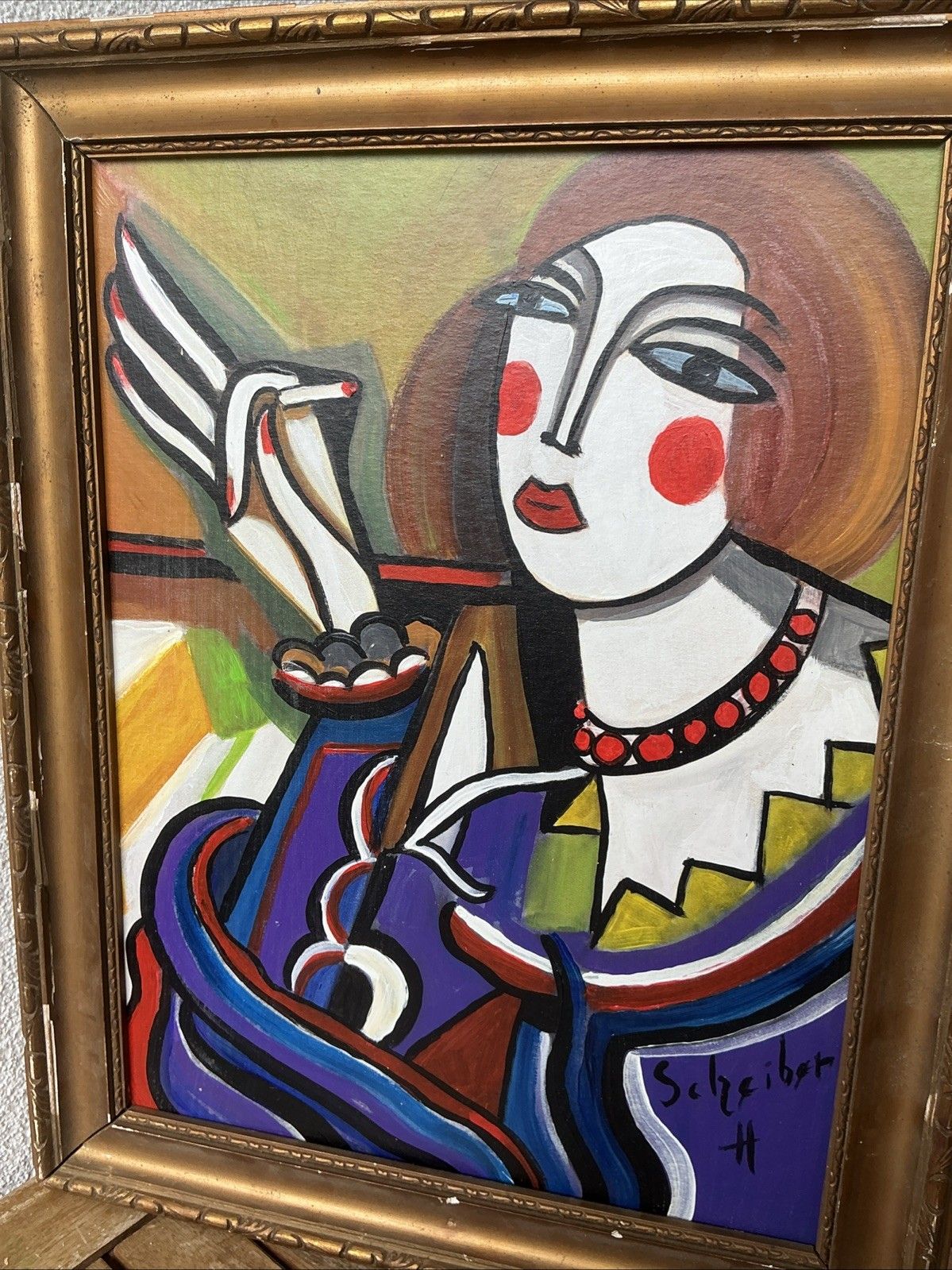 Hugo Scheiber Grande Peinture Sur Panneau Signé Scheiber.H Ami Kadar Bela photo vinterior