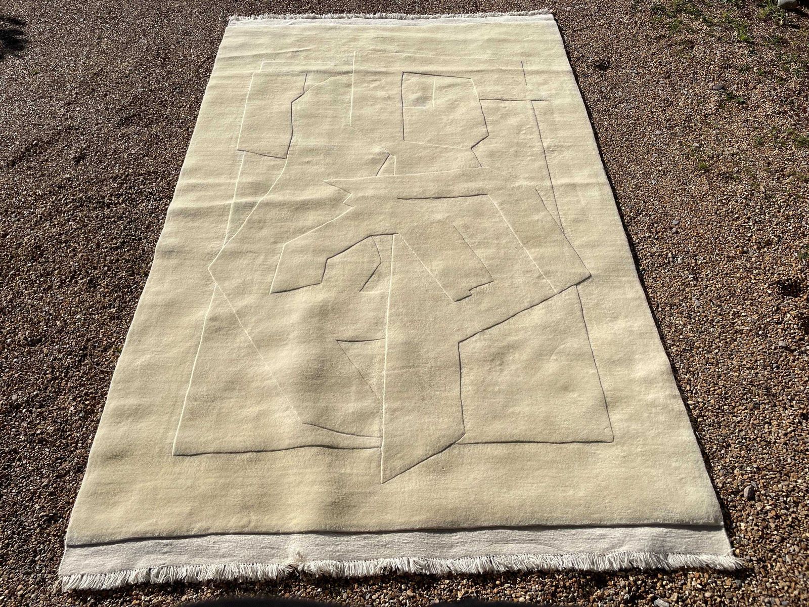 New Nordic Knots Woven Rug Rectangle Wool Cotton Antique White 200x300cm Arje Carpet Mat Pattern Floor Mat Current photo 950.0