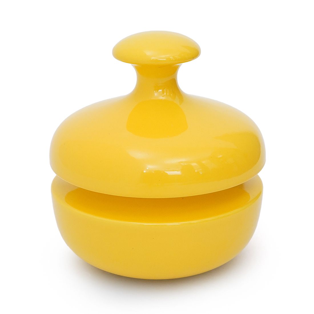 Yellow Ceramic Vase With Lid By Enzo Bioli For Il Picchio, 1970s photo for sale