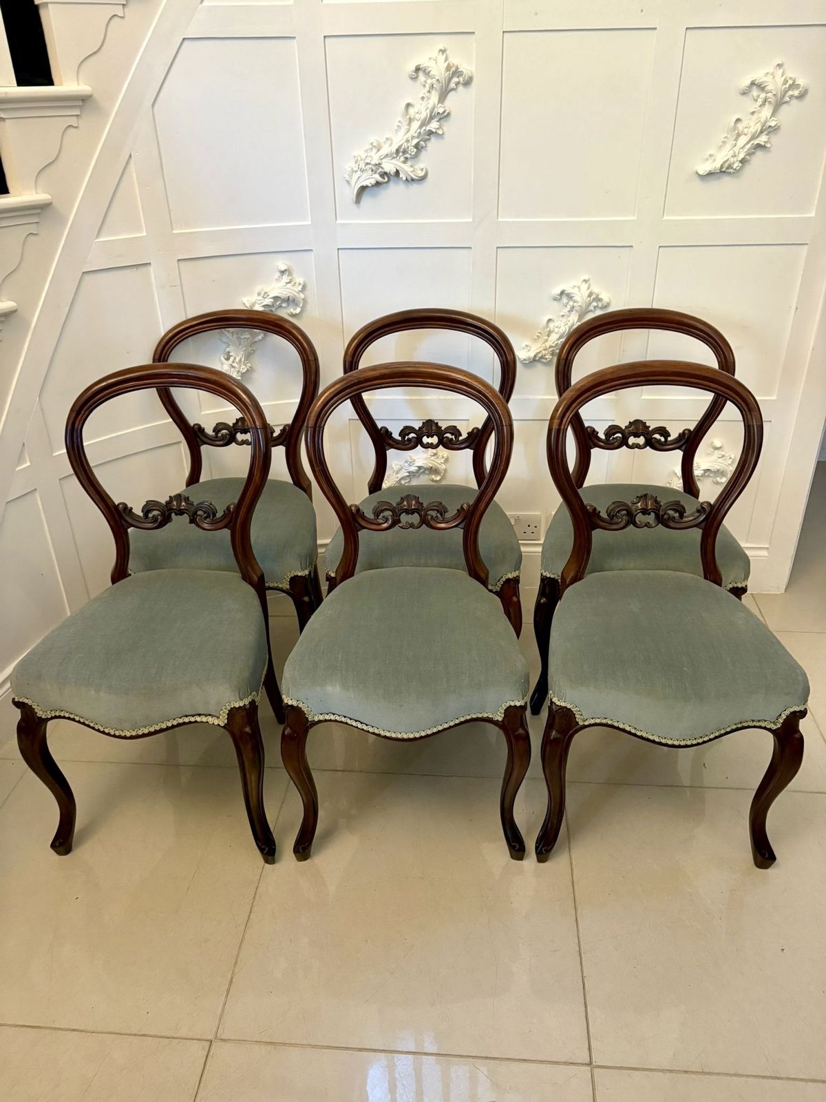 Set Of Six Antique 19th Century Quality Carved Mahogany Dining Chairs photo for sale