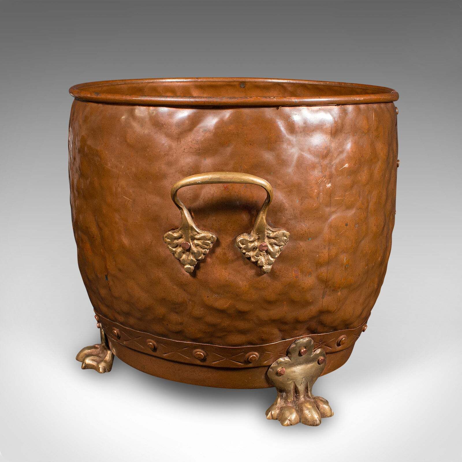 Antique Fireside Store, English, Handbeaten Copper, Coal Bin, Victorian, C.1900 photo for sale