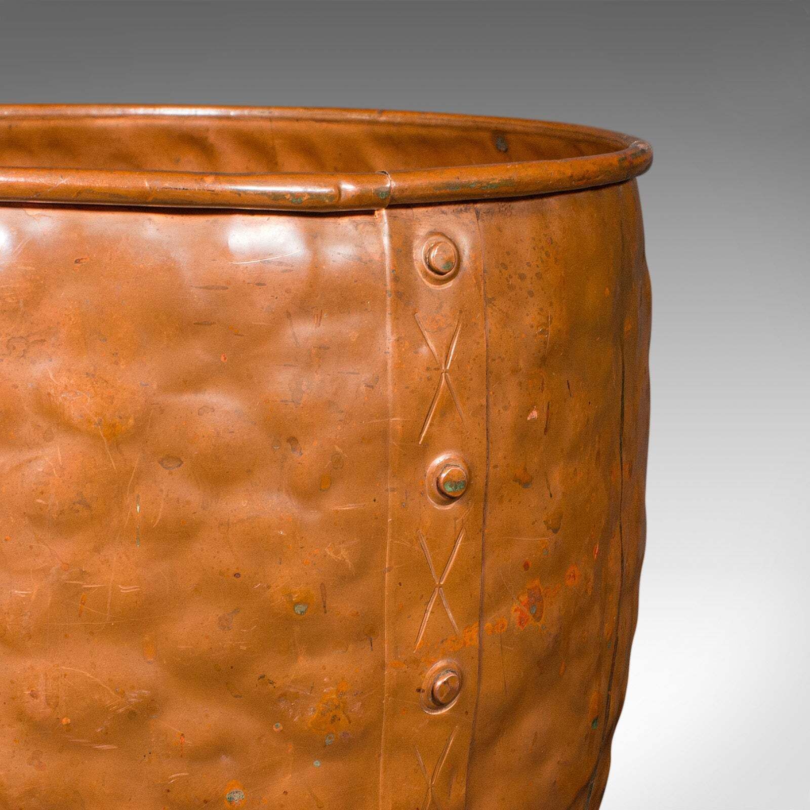 Antique Fireside Store, English, Handbeaten Copper, Coal Bin, Victorian, C.1900 photo vintage