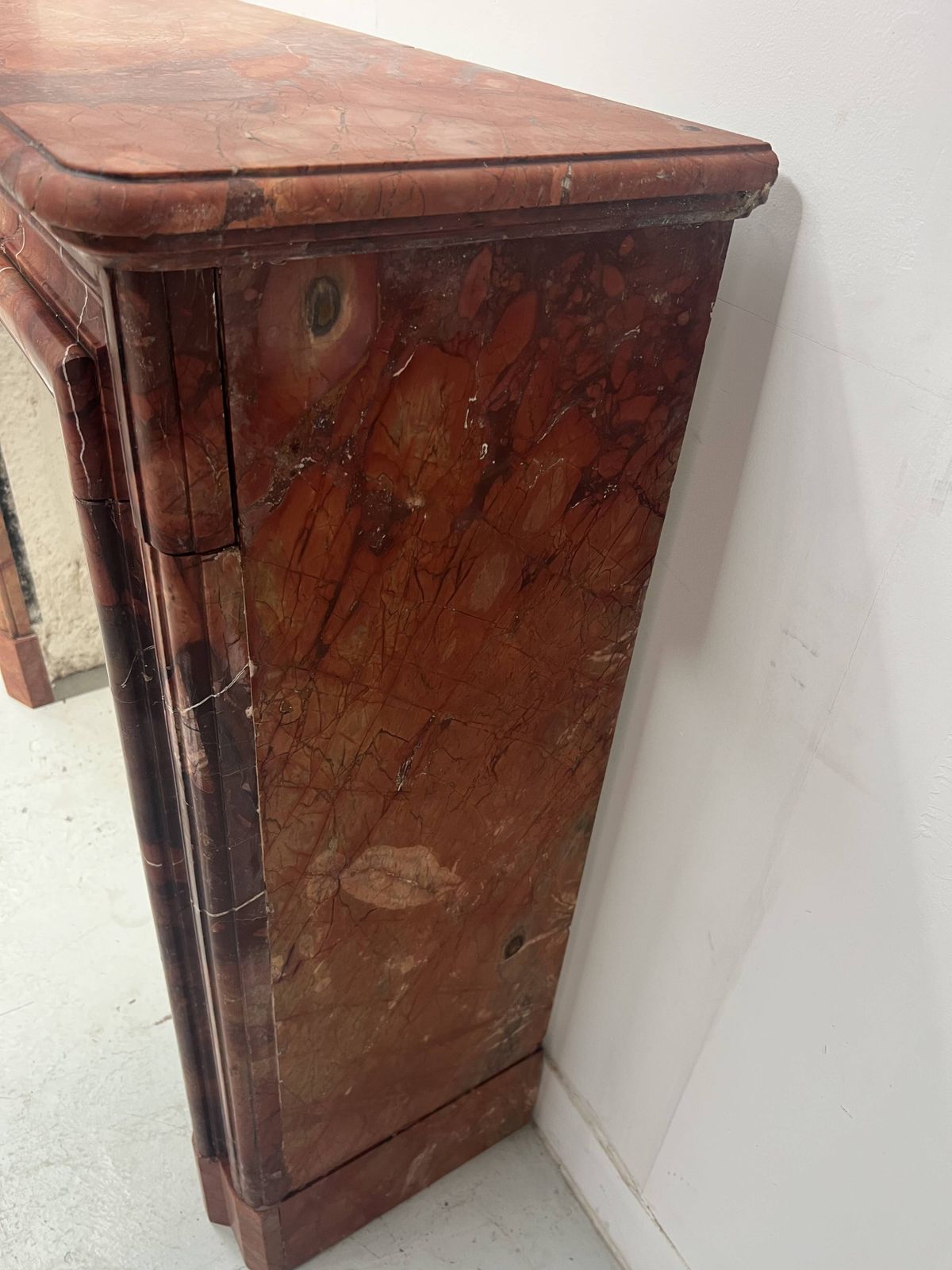 Louis Philippe Fireplace In Red Breccia Marble, 19th Century photo vintage