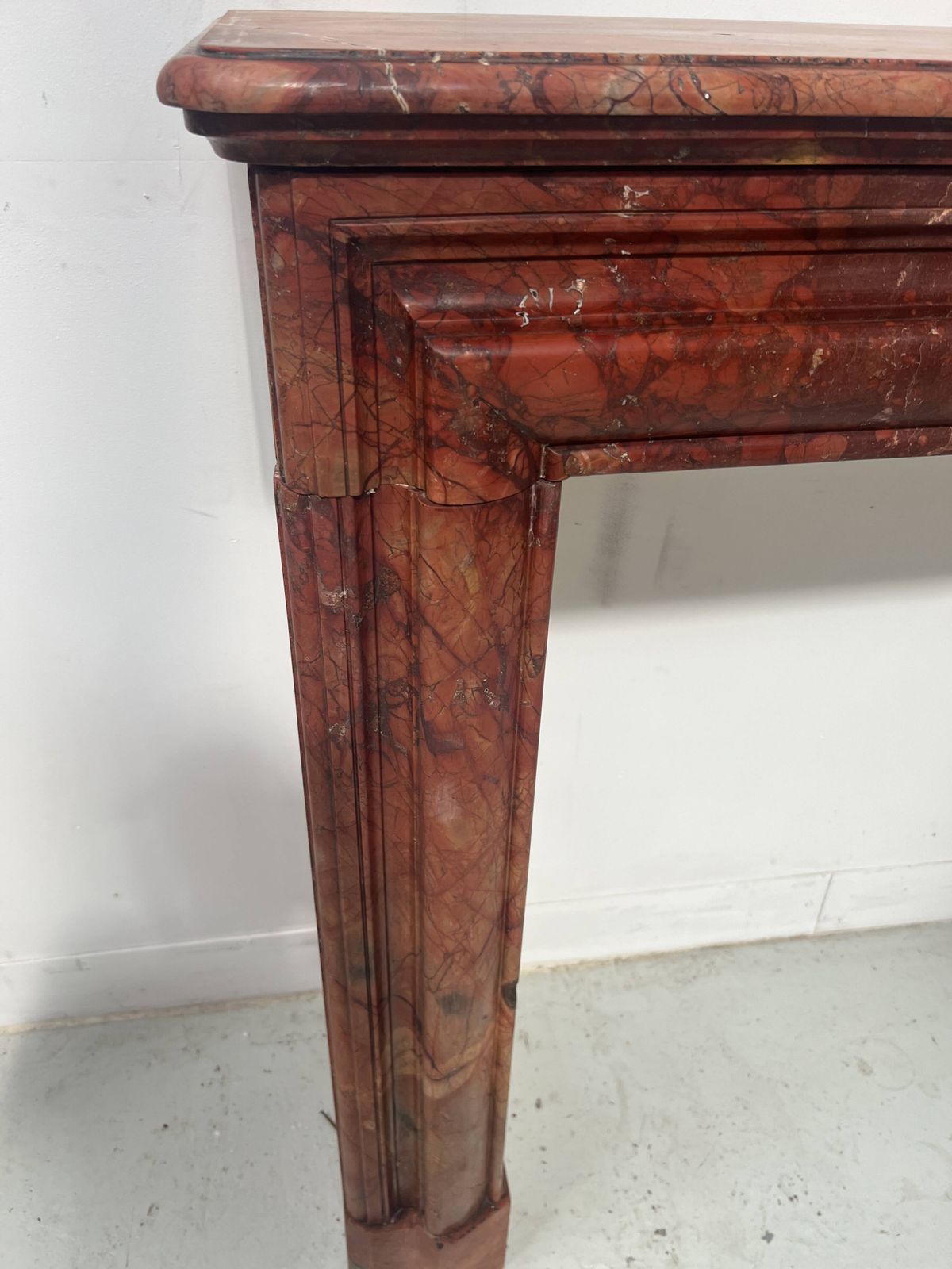 photo for sale Louis Philippe Fireplace In Red Breccia Marble, 19th Century