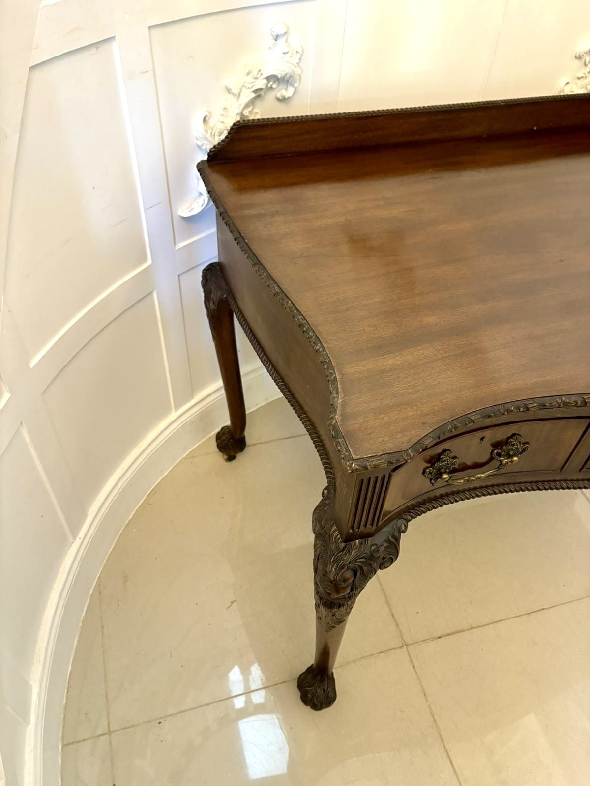 Furniture Antique 19th Century Quality Carved Mahogany Desk photo