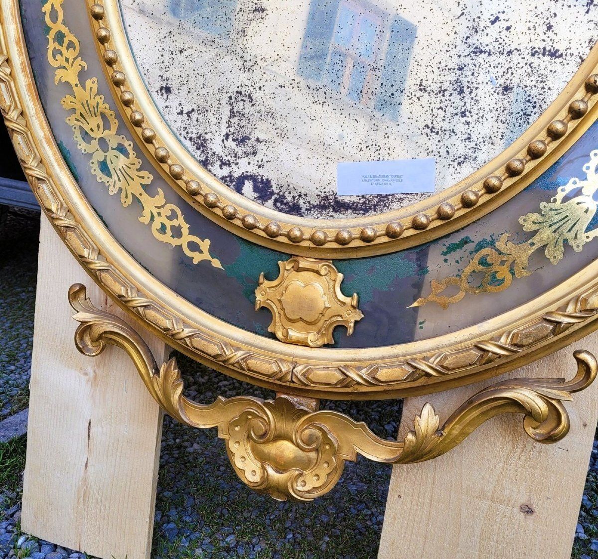 Large Oval Mirror In Gilded Wood, Napoleon III, 19th Century photo buy