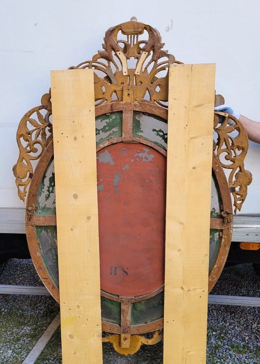 2800.0 Large Oval Mirror In Gilded Wood, Napoleon III, 19th Century photo