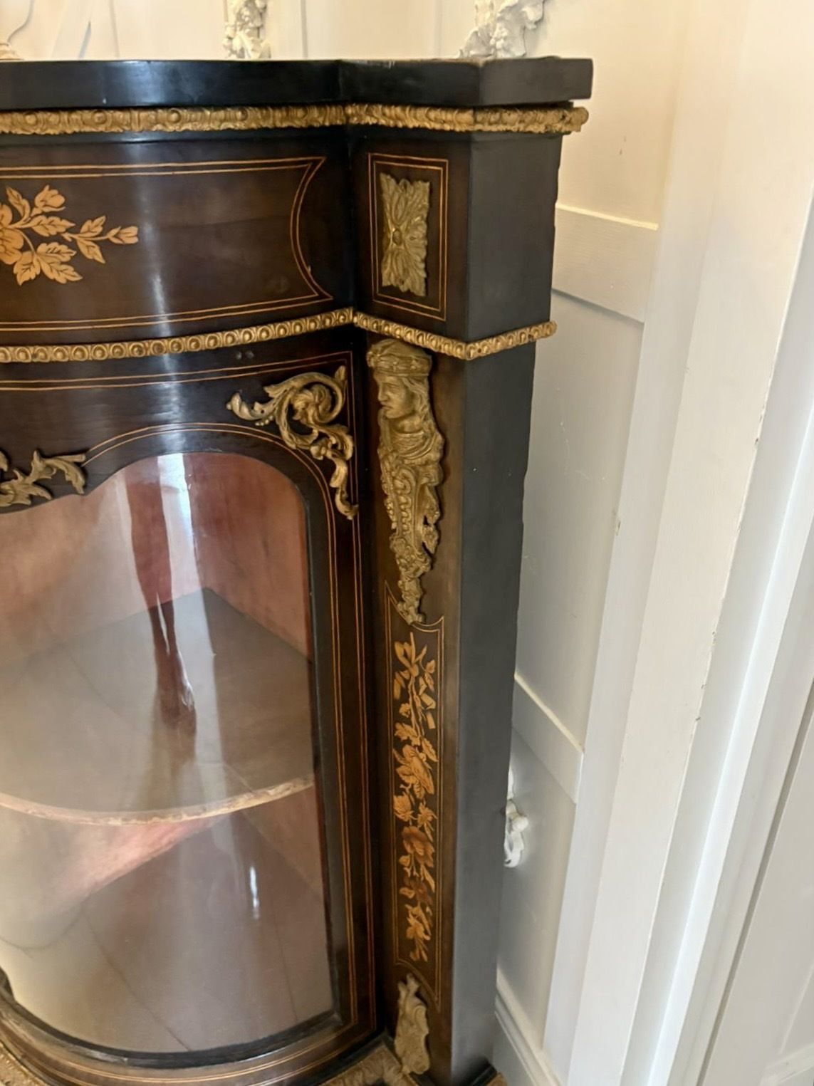 Outstanding Quality Antique 19th Century Ebonised And Inlaid Floral Marquetry Credenza photo Furniture