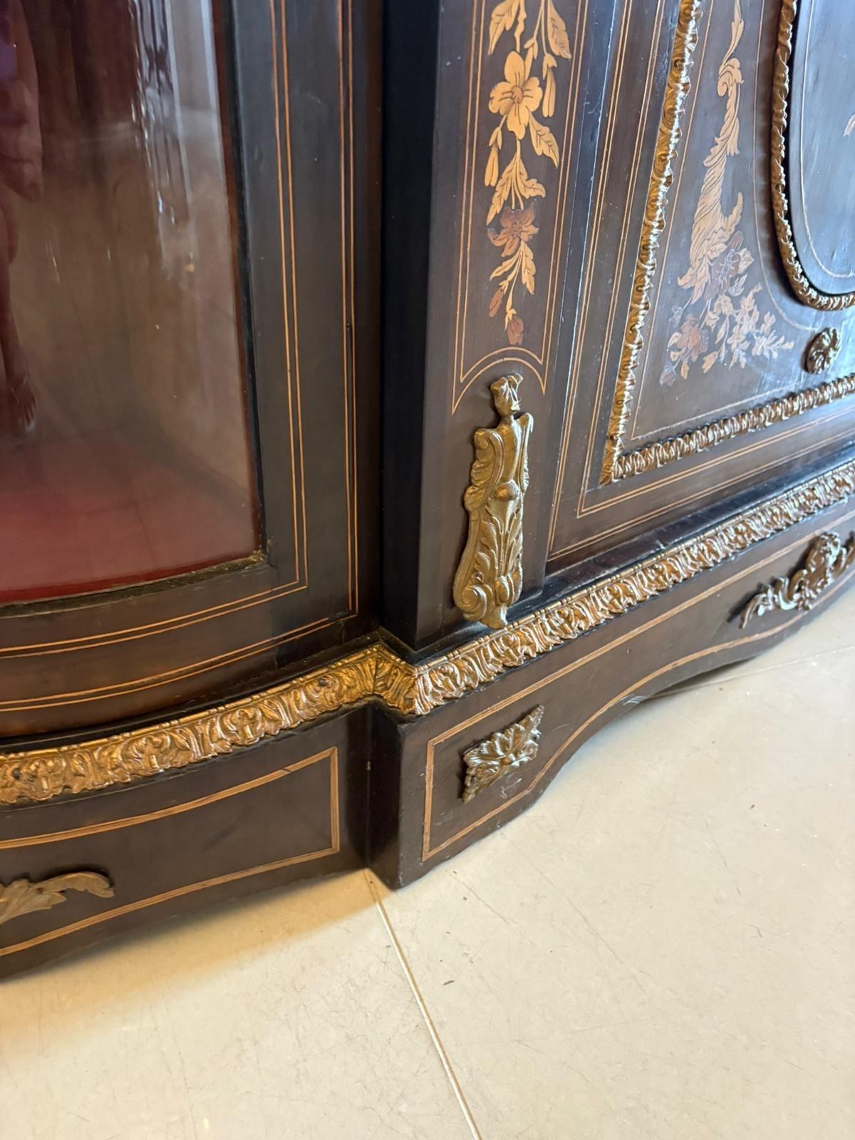 photo furniture Outstanding Quality Antique 19th Century Ebonised And Inlaid Floral Marquetry Credenza