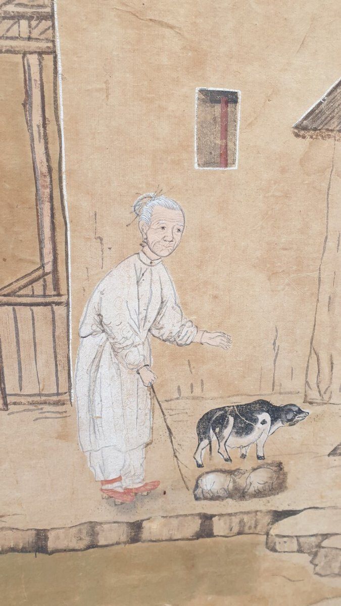 Wallpaper Of A Lively Chinese Landscape, 19th Century photo buy