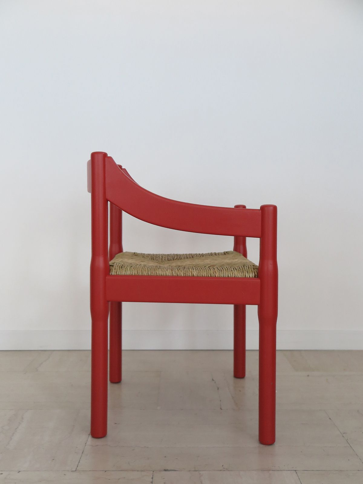Furniture Vico Magistretti For Cassina Red Dining Chairs Model Carimate, Italy 1960s photo