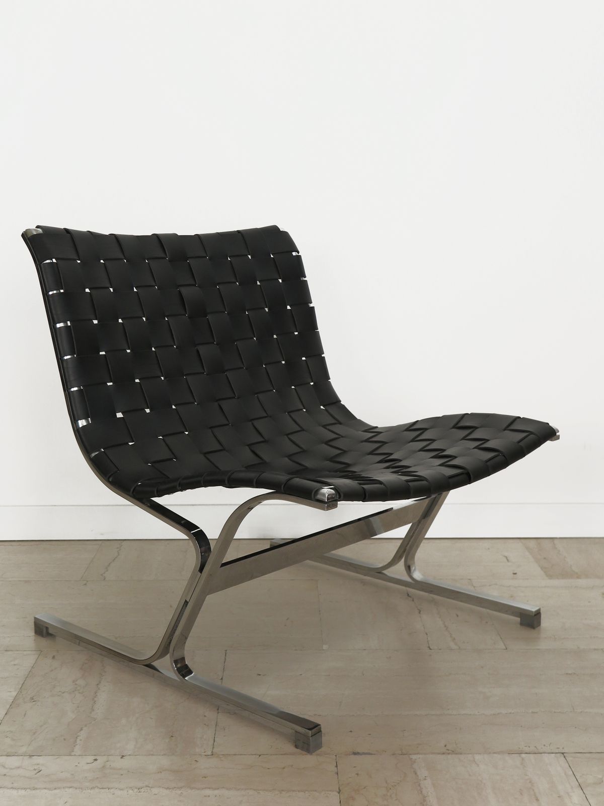 7900.0 Luar Ross Littel For Icf Midcentury Black Leather Metal Armchairs, Iatly 1965 photo