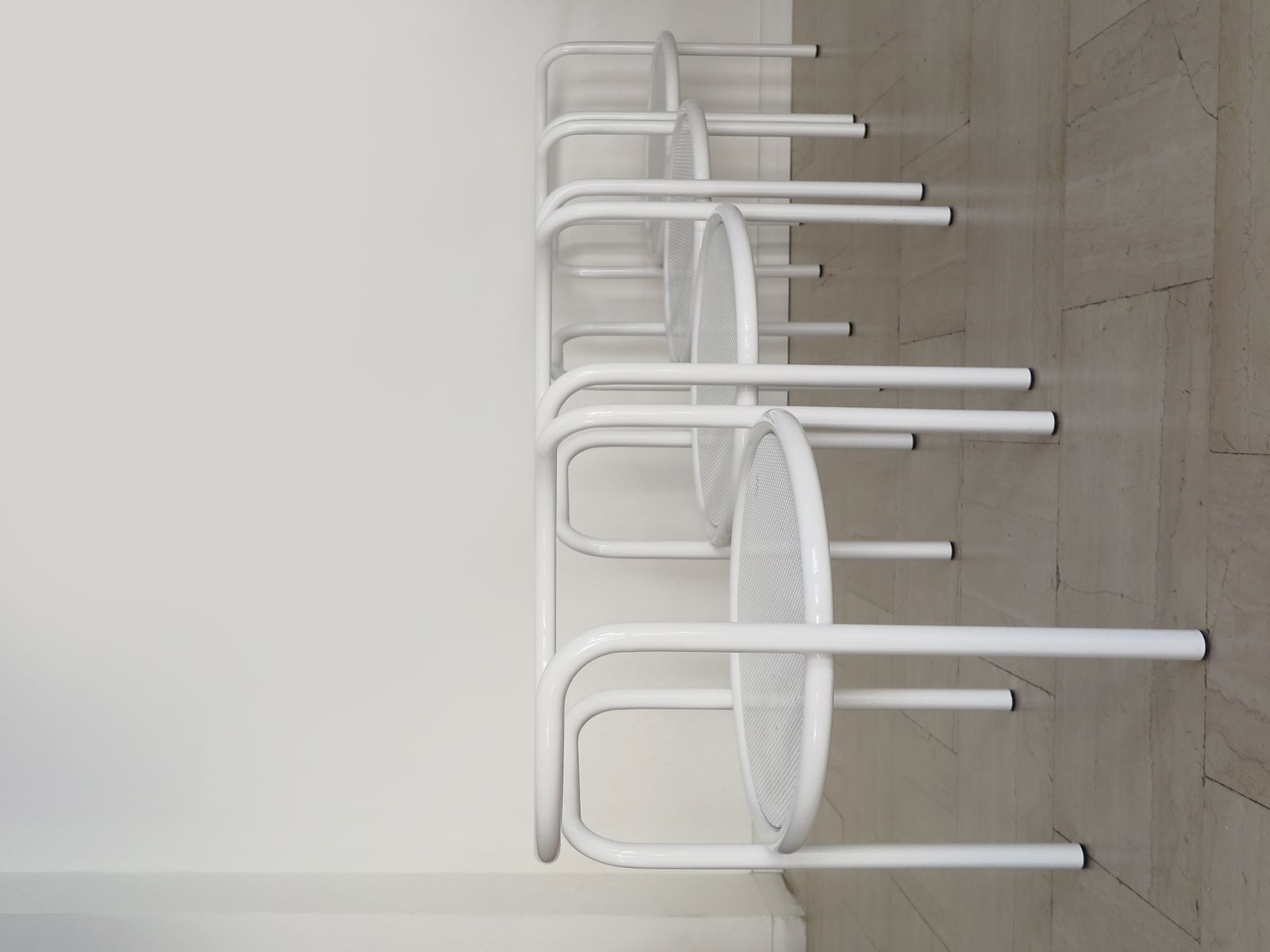 photo furniture Gae Aulenti For Poltronova White Metal Chairs Model Locus, Italy 1960s