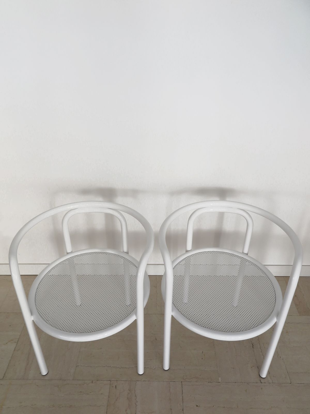 Garden Furniture Gae Aulenti For Poltronova White Metal Chairs Model Locus, Italy 1960s photo