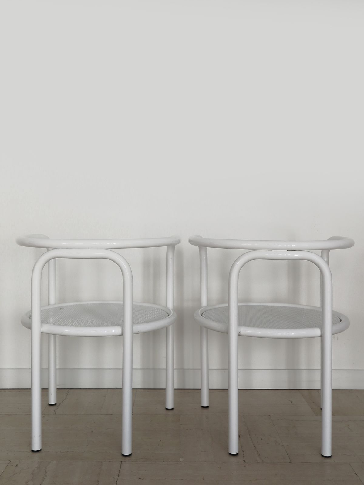 8800.0 Gae Aulenti For Poltronova White Metal Chairs Model Locus, Italy 1960s photo