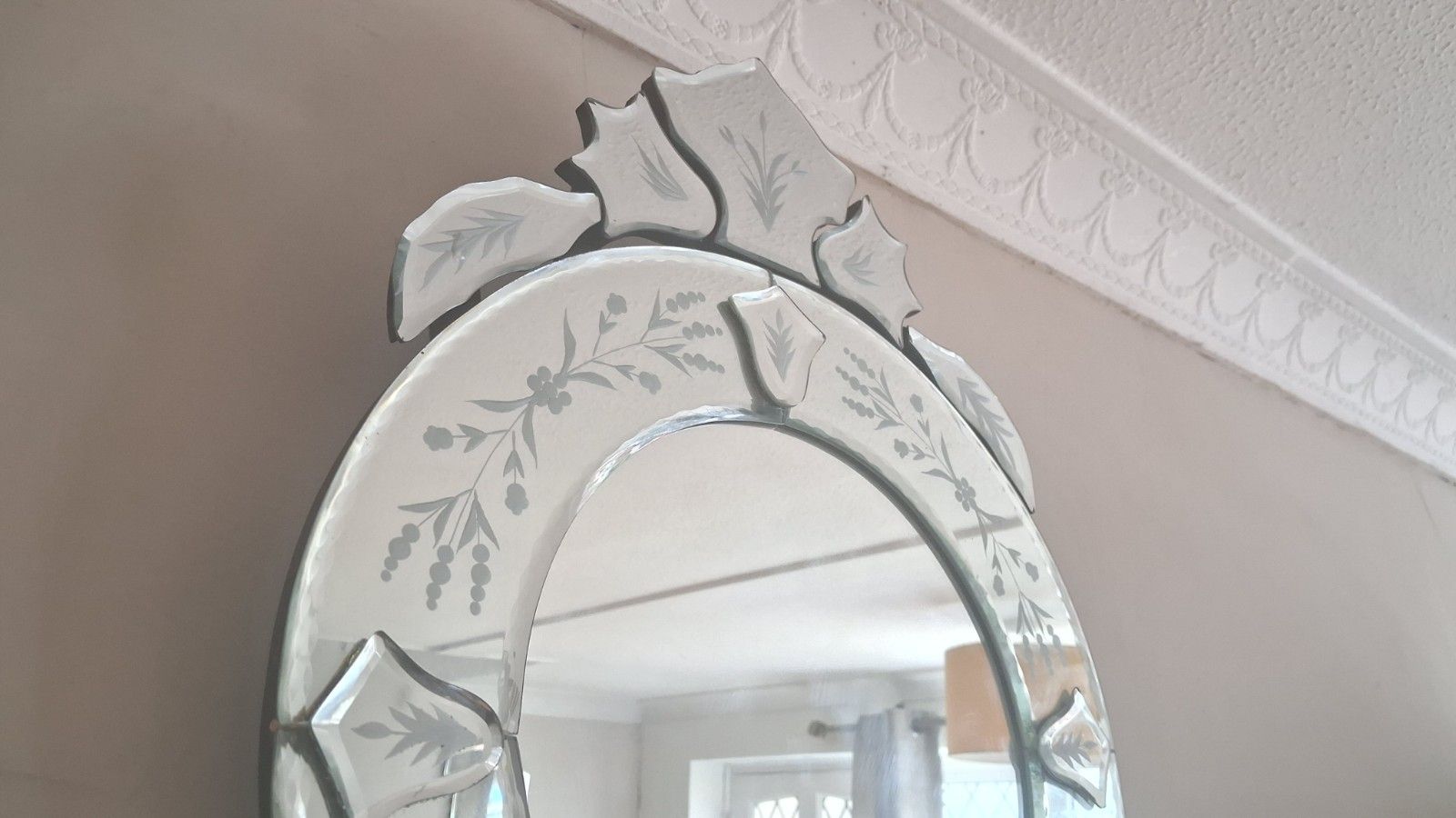 photo furniture Beautiful Venetian Etched And Bevelled Glass Ornate Mirror