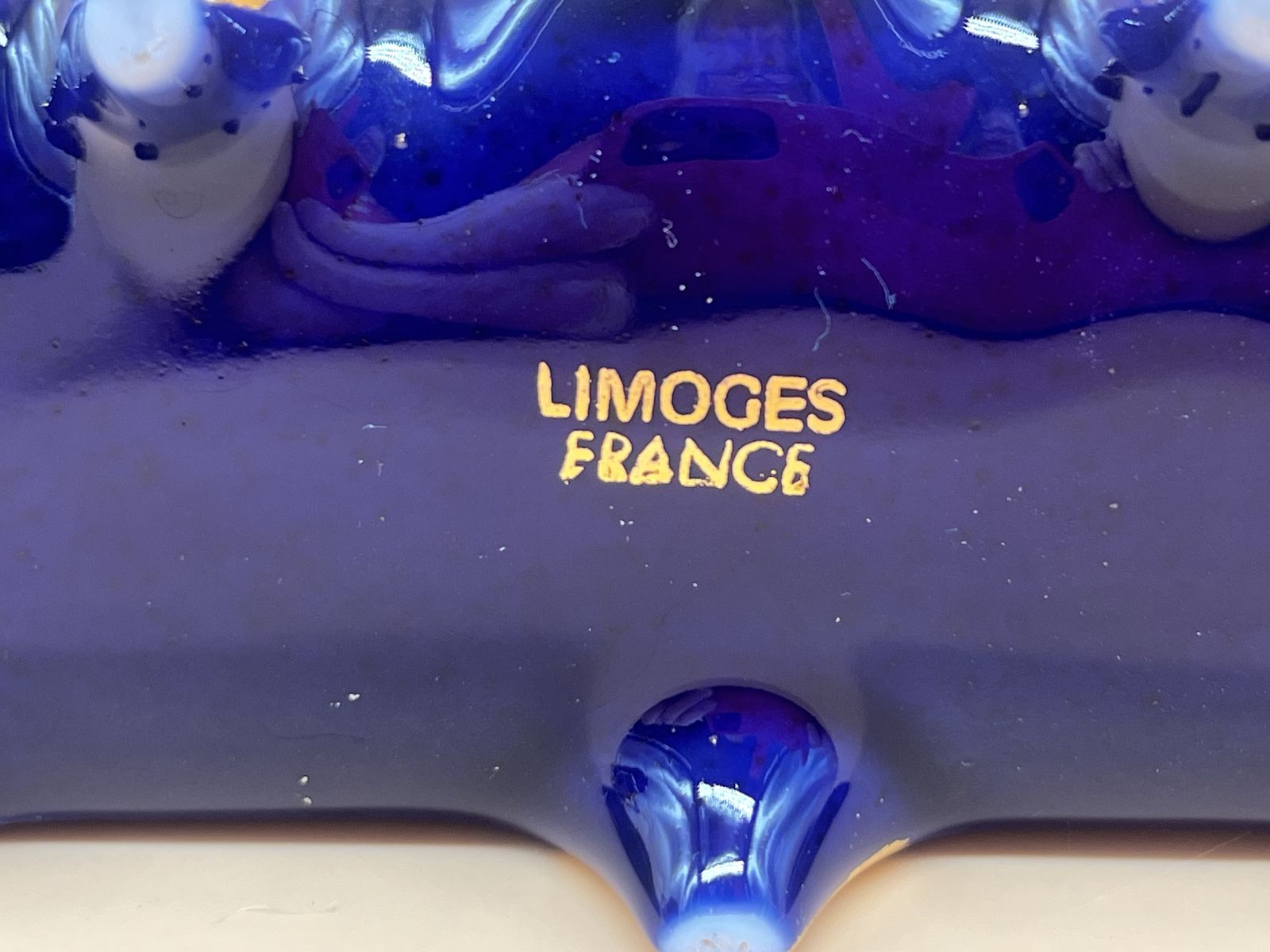 Set Of Limoges Porcelain Cobalt & Gold Sofa And 2 Chairtrinket / Jewelry Boxes. photo vinterior