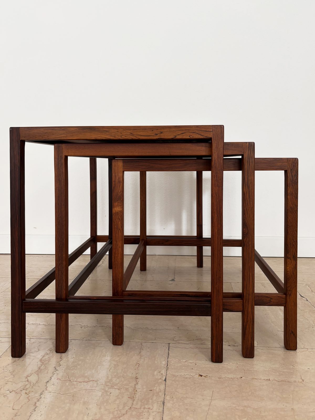 photo furniture Kurt østervig Scandinavian Dark Wood Nesting Tables Set, Denmark 1960s