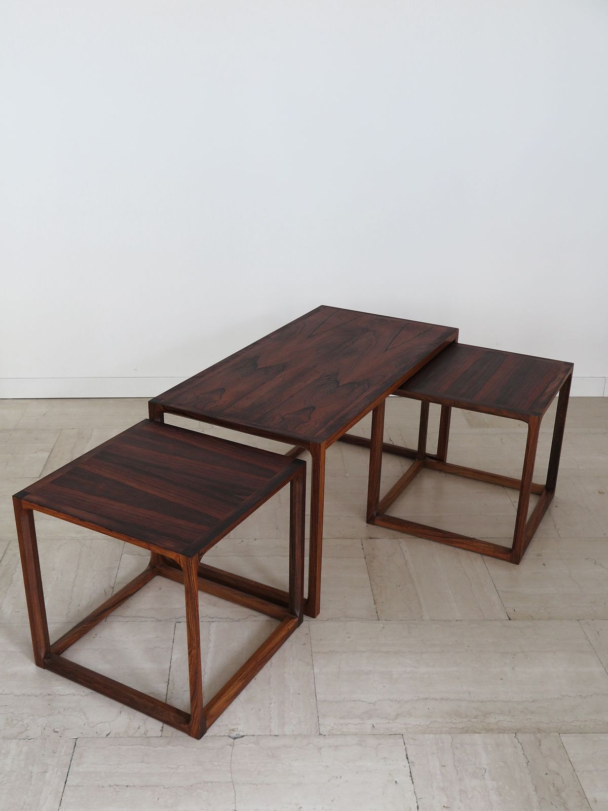 Kai Kristiansen For Aksel Kjersgaard Scandinavian Midcentury Dark Wood Nesting Tables Set, Denmark 1960s photo vintage