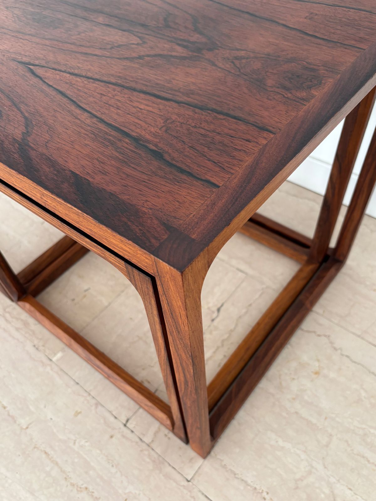 photo for sale Kai Kristiansen For Aksel Kjersgaard Scandinavian Midcentury Dark Wood Nesting Tables Set, Denmark 1960s